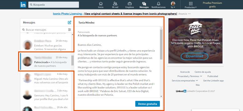 Publicidad en LinkedIn | InMails patrocinados