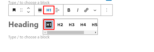 come aggiungere h1 in wordpress passo 2