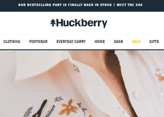 homepage di Huckberry